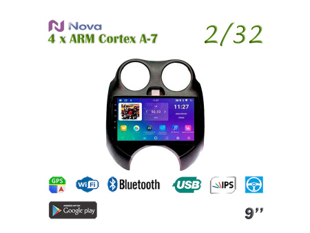 Nova A7 lite  iPs 9"  для Nissan March 2010 - 2020
